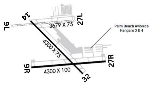 Palm Beach Avionics location map.