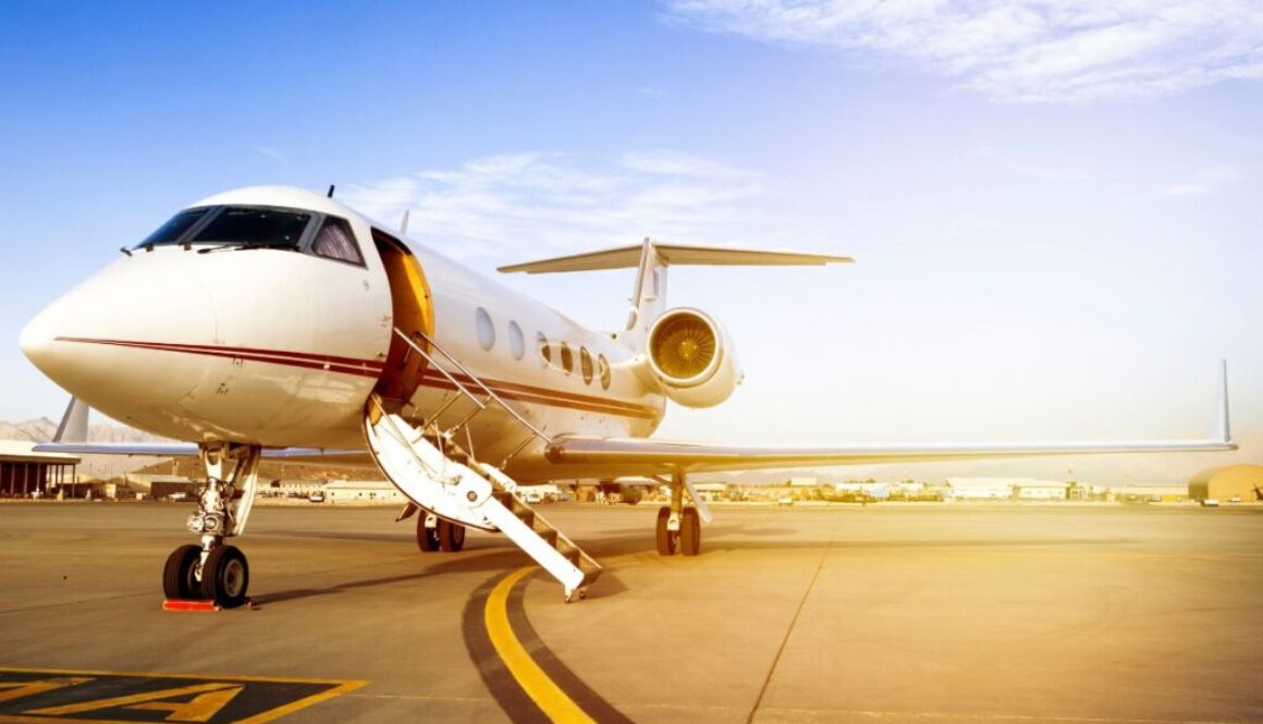 The private jet charter is ready for flight.