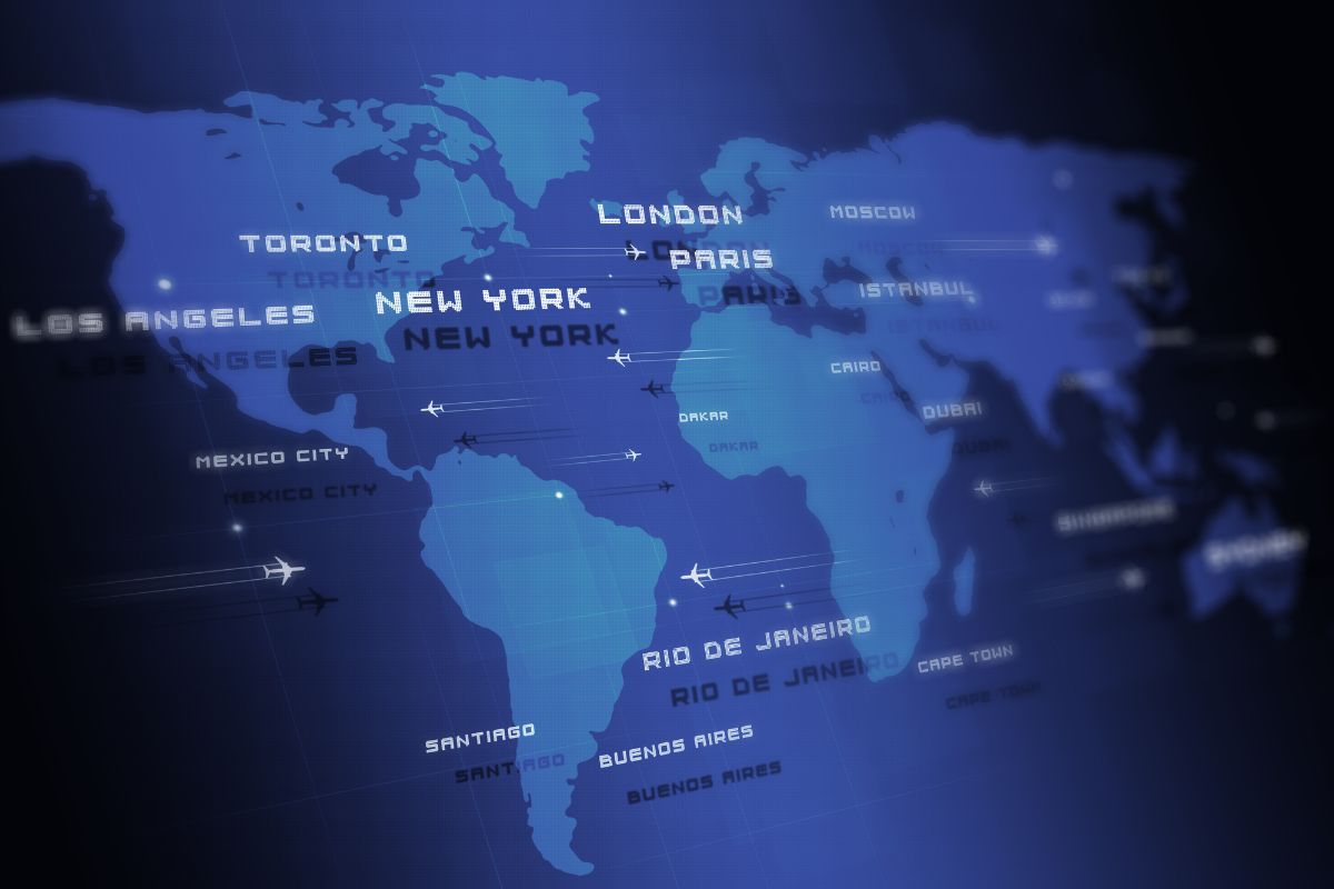 A system where a private jet can monitor and track its flight path, altitude, speed, and location in real-time.