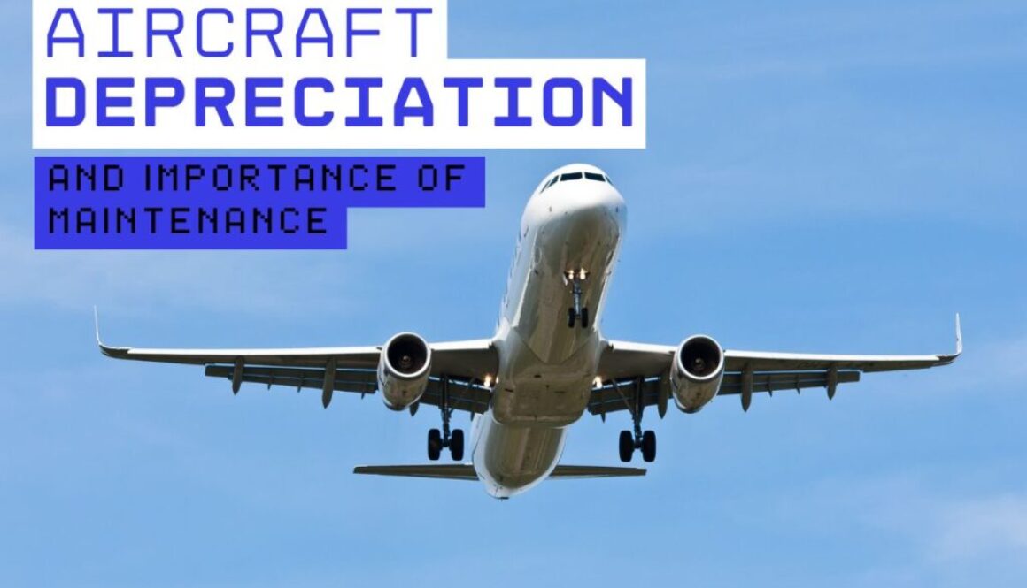 A graphic showing an aircraft with text about the depreciation of aircraft.