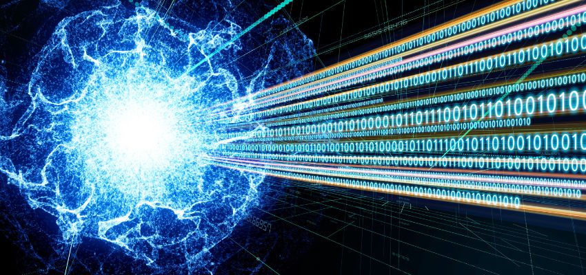 Abstract digital visualization of data streams representing advanced quantum navigation technology.