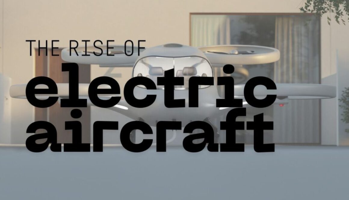 Modern electric aircraft on a runway preparing for takeoff.