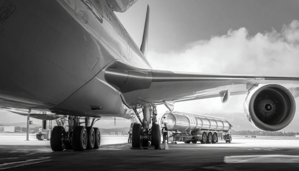 Jet A fuel truck parked beside airplane highlighting how much does Jet A weigh during refueling operations